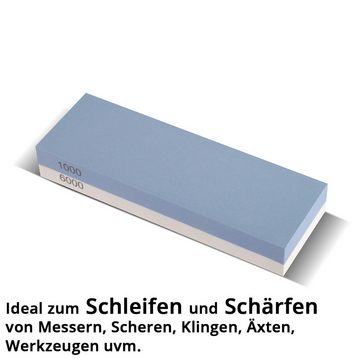 STAHLWERK Schleifstein Schleifstein Set mit 1000, 6000 Körnung, Doppelseitiger 2-in-1 Wetzstein, Schärfstein, Abziehstein
