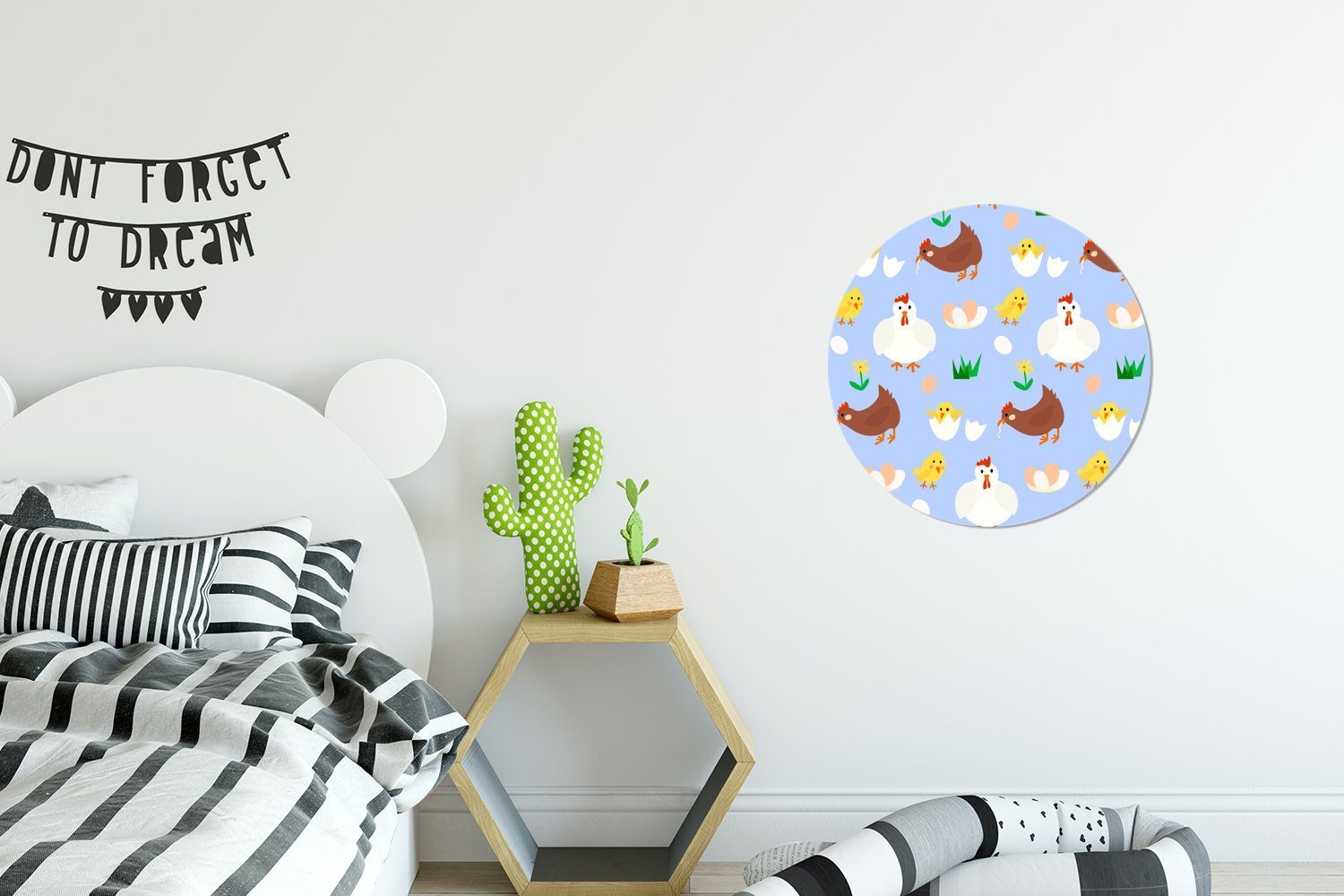 (1 Ei Rund, Design Wohnzimmer - Tapetenkreis Tapetenaufkleber, für Huhn MuchoWow Kinderzimmer, Wandsticker - St),