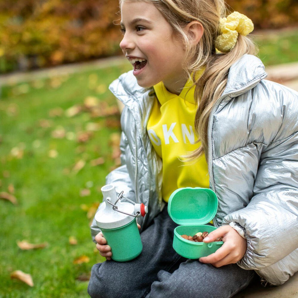 KOZIOL Trinkflasche Plopp Organic ml, Mini Bügelverschluss Go Apple mit To Green, 200