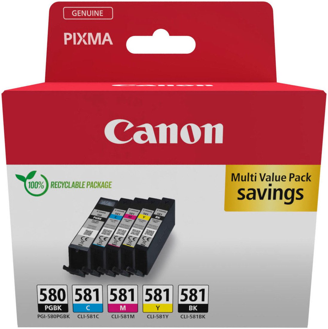 Canon PGI-580BK/CLI-581 BK/C/M/Y Pigment- und Farbstofftinte Multipack Tintenpatrone