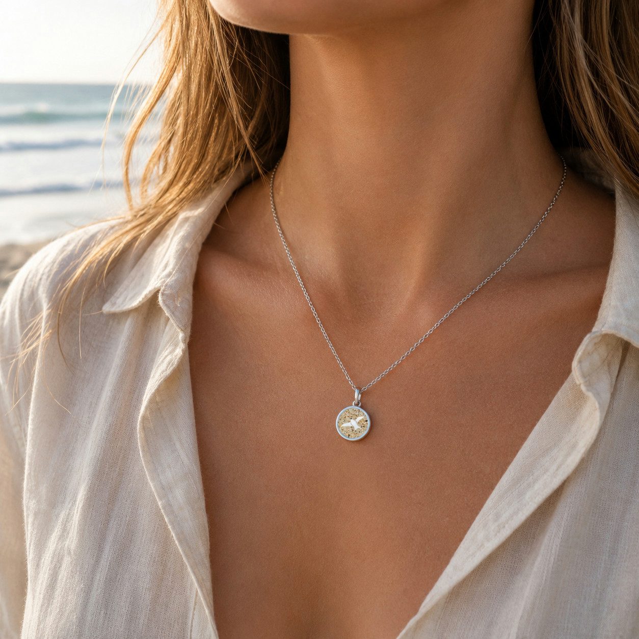 Kette mit Anhänger Möwe 2.0 K2671 925 Silber Strandsand 42 cm maritime Damenkette