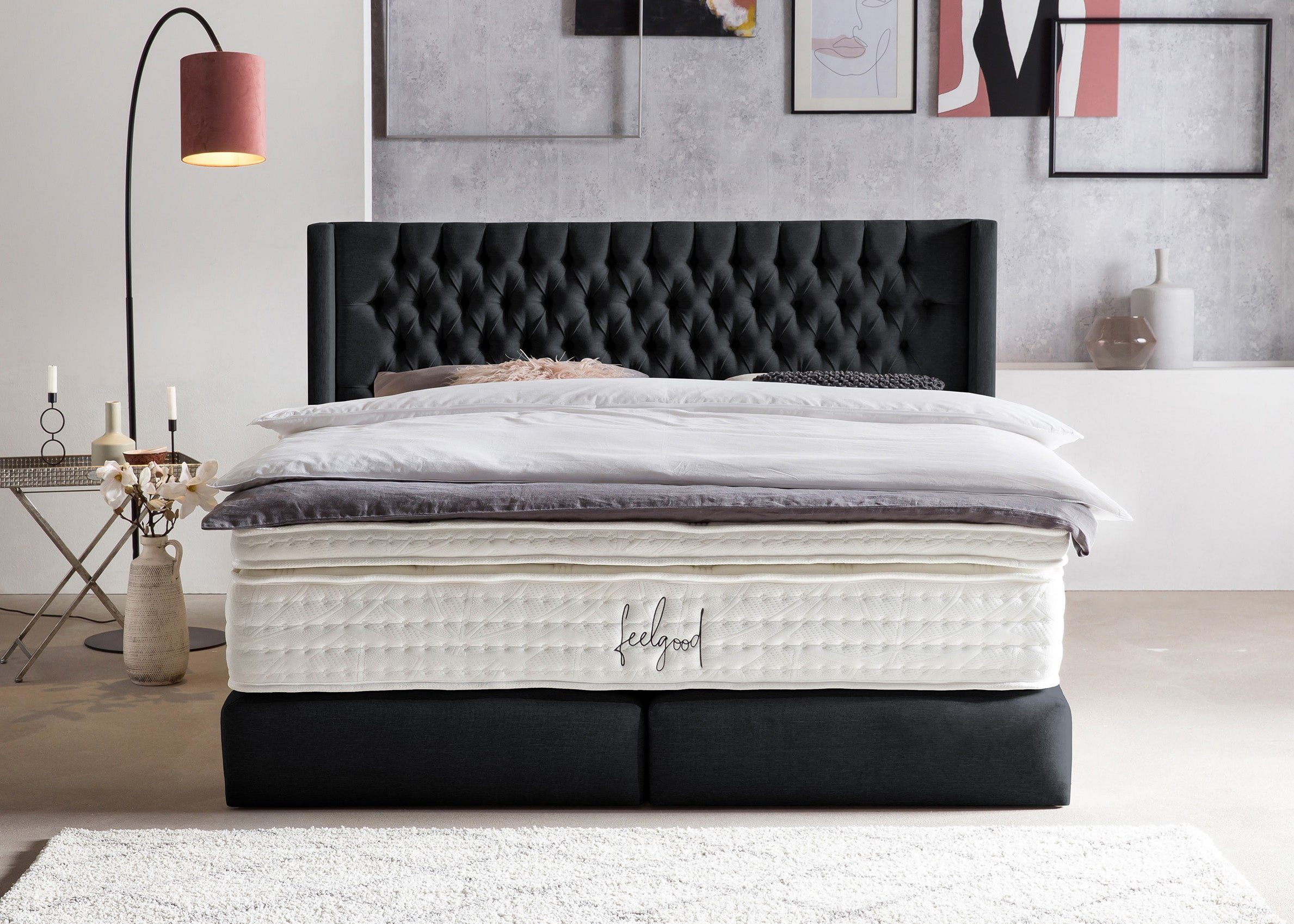 BettCo Boxspringbett Florida (in Schwarz Webstoff, günstig online kaufen
