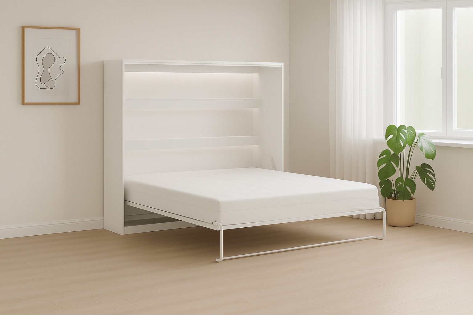 Kaiser Möbel Schrankbett Perfekt horizontales Bett mit Stil und Funktion Horizontal öffnend, moderne Front, platzsparend