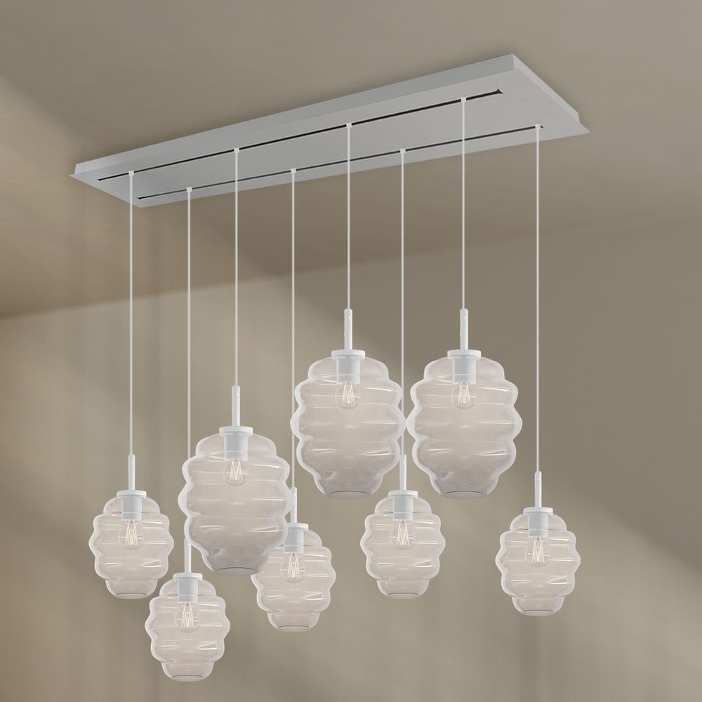 s.luce Pendelleuchte Echos Esstischlampe 8-flg Baldachin 2-rhg Ø 18/25cm Klar