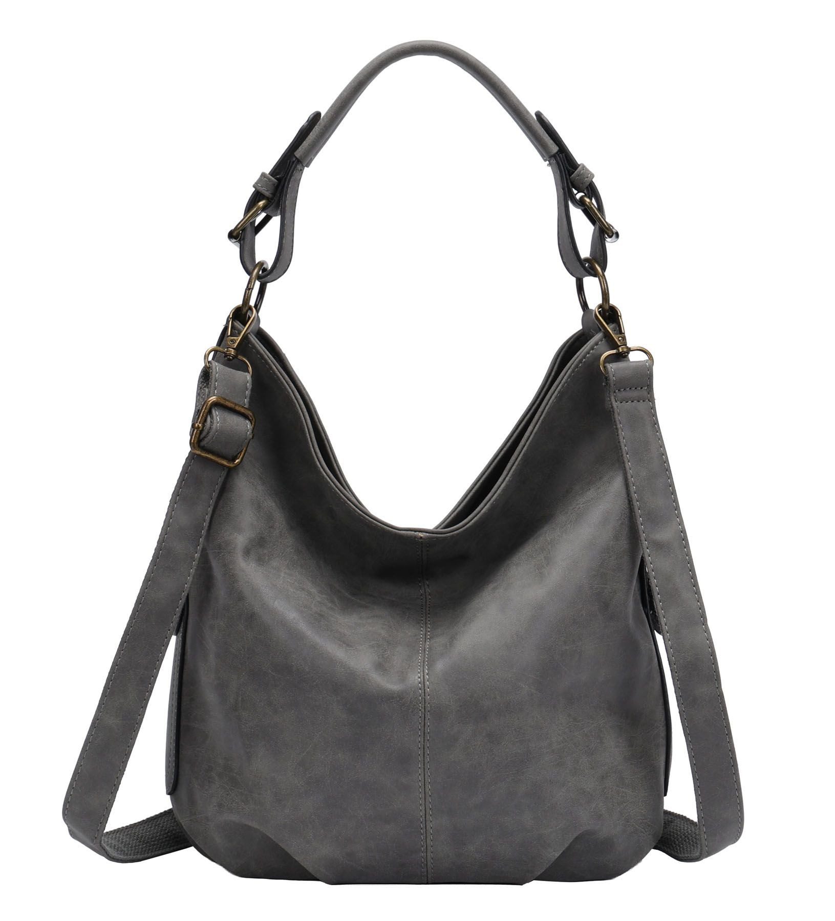 ITALYSHOP24 Schultertasche DAMEN SHOPPER Hobo Bag Umhängetasche Handtasche City Bag Cross-Over (Spar-Set: Henkel Tasche mit Schultergurt, Workbag Leder Optik, 2-tlg., mit Henkel und Schultergurt), Damentasche Freizeit Abend Leder Optik Henkeltasche Reise Crossbody