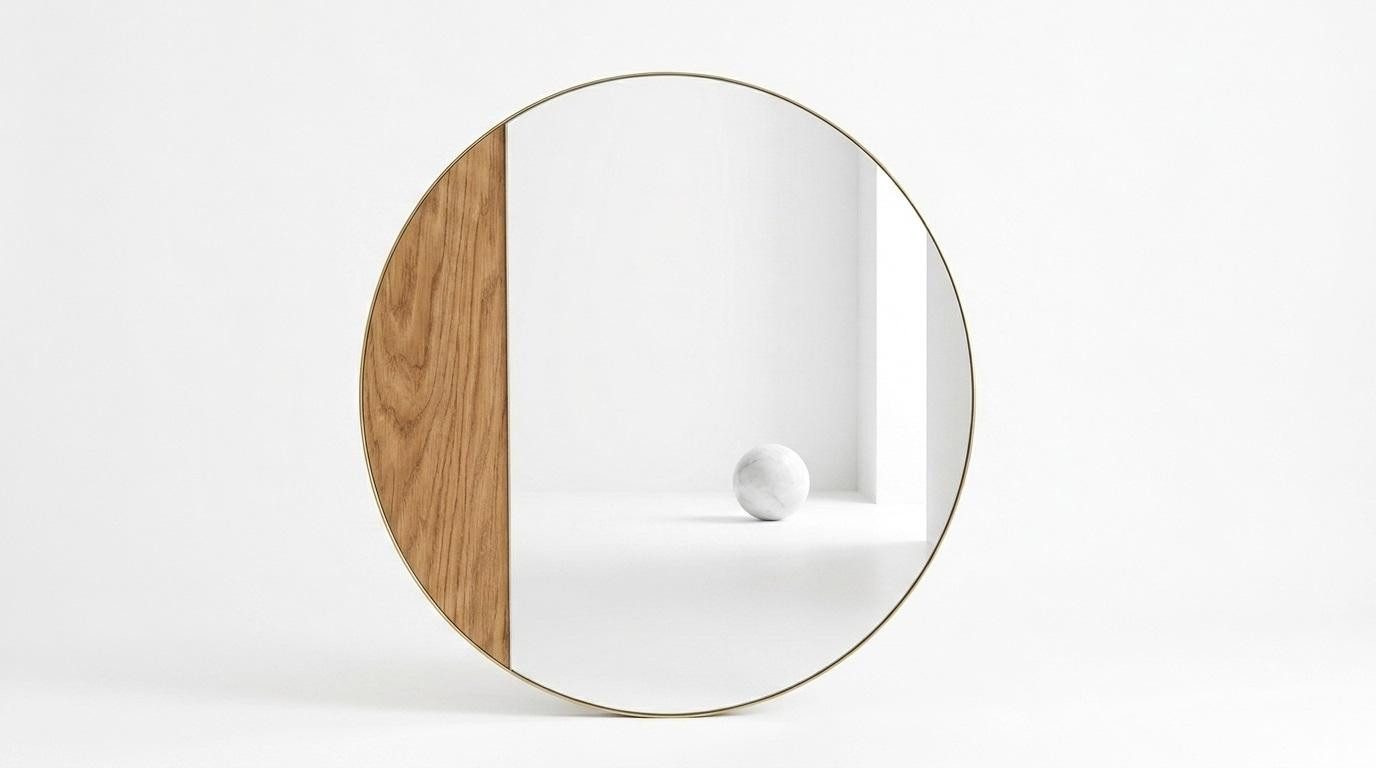 JVmoebel Spiegel Spiegel Stil modern braun Wohnzimmer bequem praktisch rund (1-tlg)