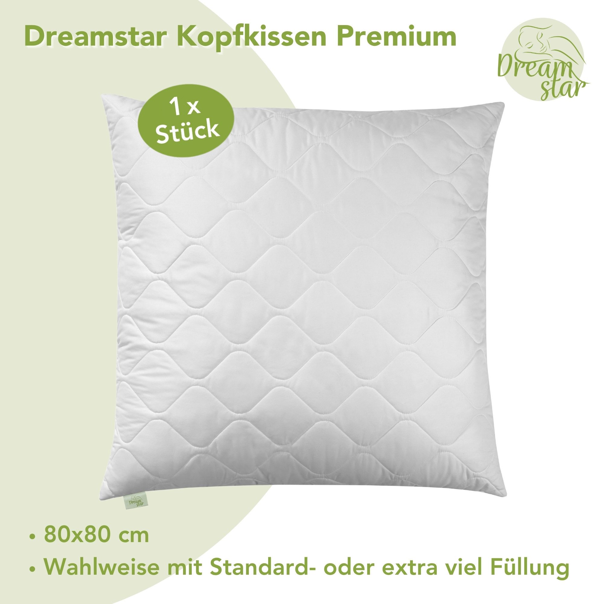 Dreamstar Microfaserkissen gestepptes Kopfkissen 40x80 cm günstig online kaufen