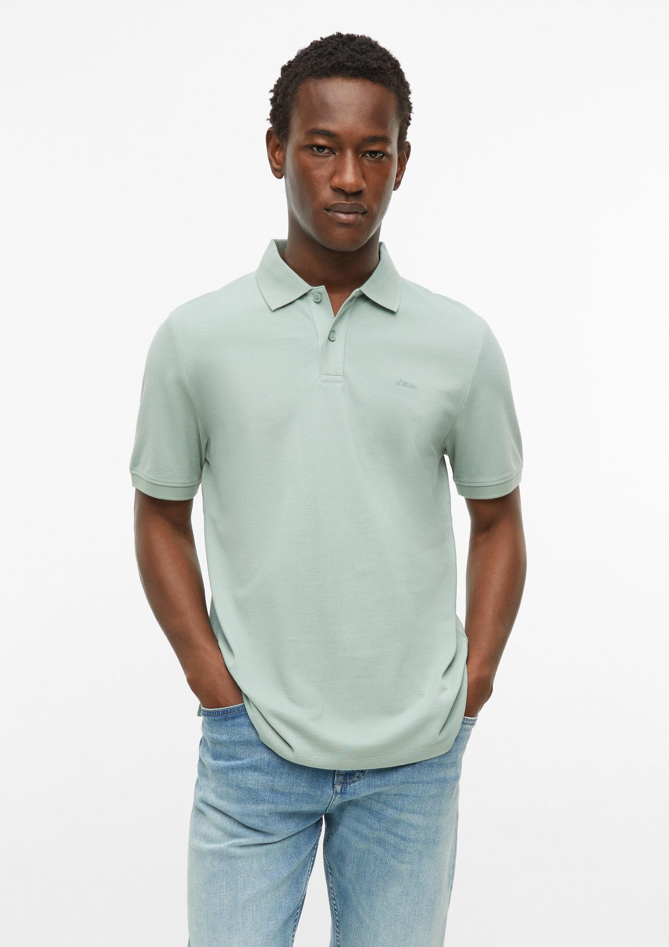 s.Oliver Kurzarmshirt Polo-Shirt Poloshirt aus Baumwollpiqué