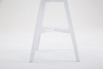 TPFLiving Barhocker Canada mit bequemer Rückenlehne und angenehmer Fußstütze (Barstuhl Hocker für Theke & Küche), 4-Fuß Gestell Holz Weiß - Sitzfläche: Stoff Blau
