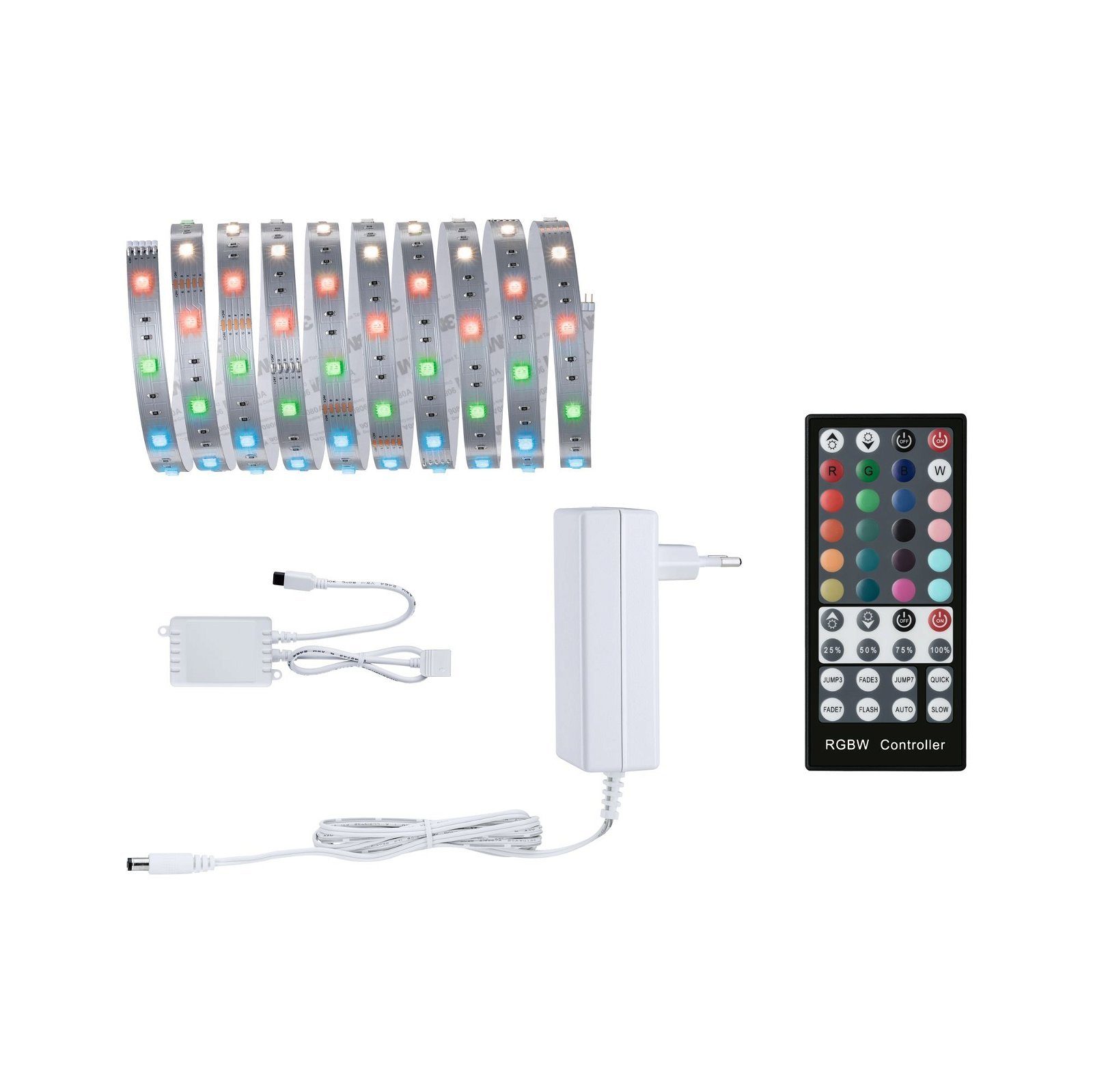 LED-Streifen MaxLED 250 Basisset 3m RGBW IP20 3000K 20W 230/24V 24VA Silber