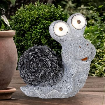 etc-shop LED Dekofigur, LED-Leuchtmittel fest verbaut, Solar Gartenskulptur für Außen Gartendeko Schnecke Figur