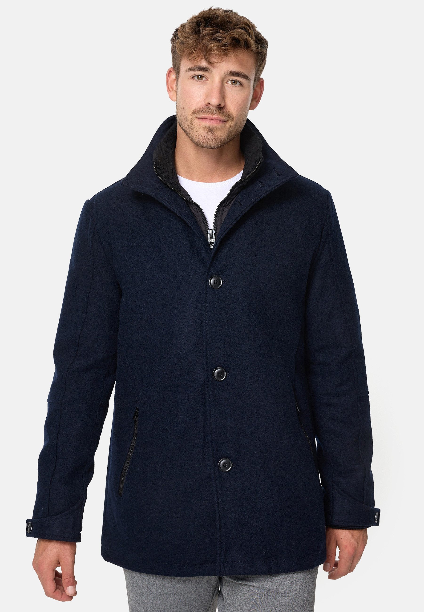 Indicode Wintermantel Herren Brittany Mantel Winter Herrenmantel mit wattierter Innenjacke und Zippertaschen