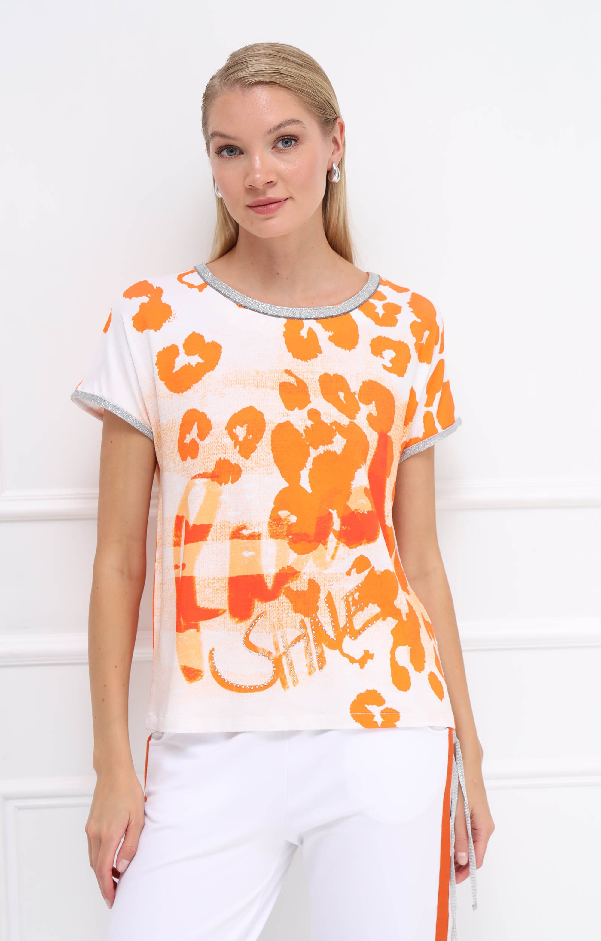 Passioni T-Shirt mit Leoprint und Glitzer Details günstig online kaufen