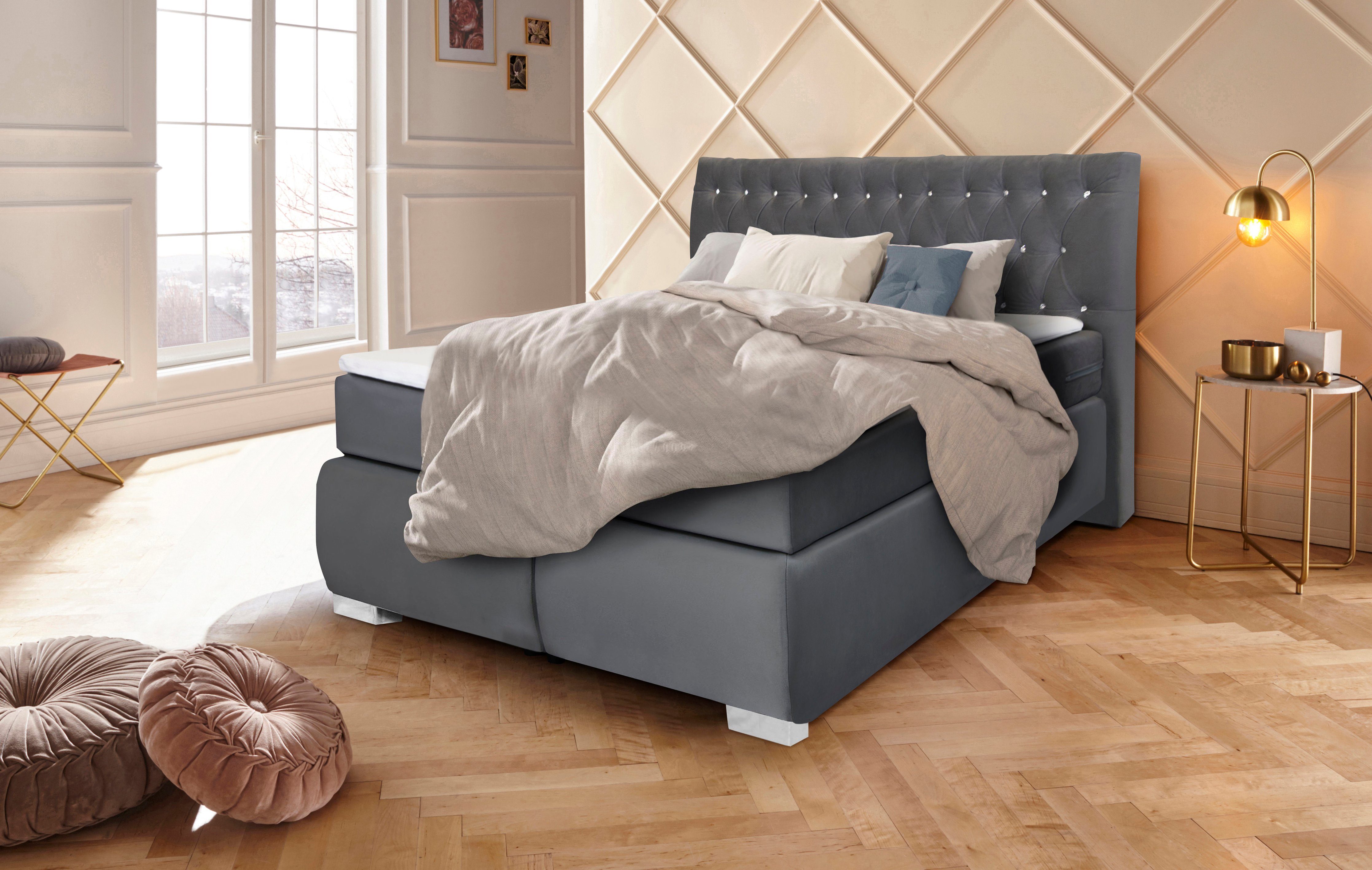 Leonique Boxspringbett Rumba, Taschenfederkern-Matratze in Härtegrad günstig online kaufen