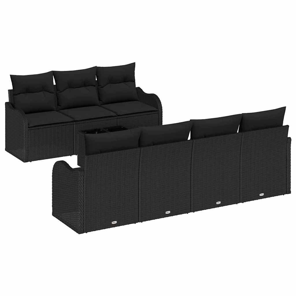 vidaXL Loungesofa Gartensofa-set Schwarz 55 x 55 x 37 cm Poly-Rattan, 8 Teile