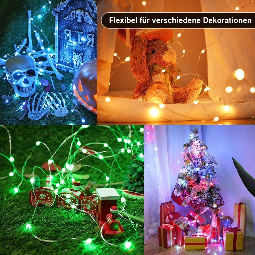 Rosnek LED-Lichterkette 50-flammig, Weihnachtsdekoration, IP65 Fernbedienung Kupferdraht wasserdichte; Party RGBW, Licht, Smart