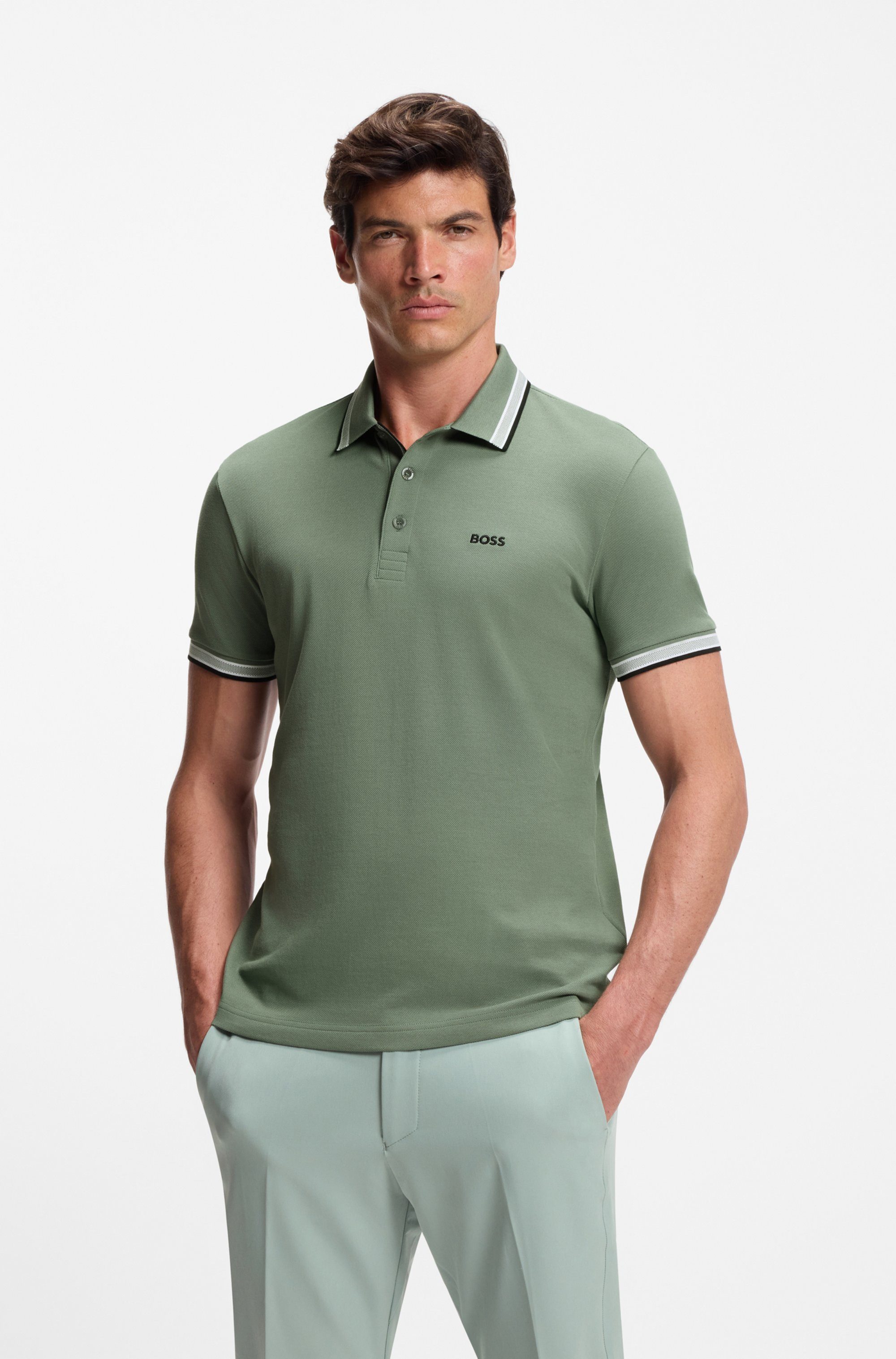 BOSS GREEN Poloshirt Paddy mit kontrastfarbenen Streifen am Kragen günstig online kaufen