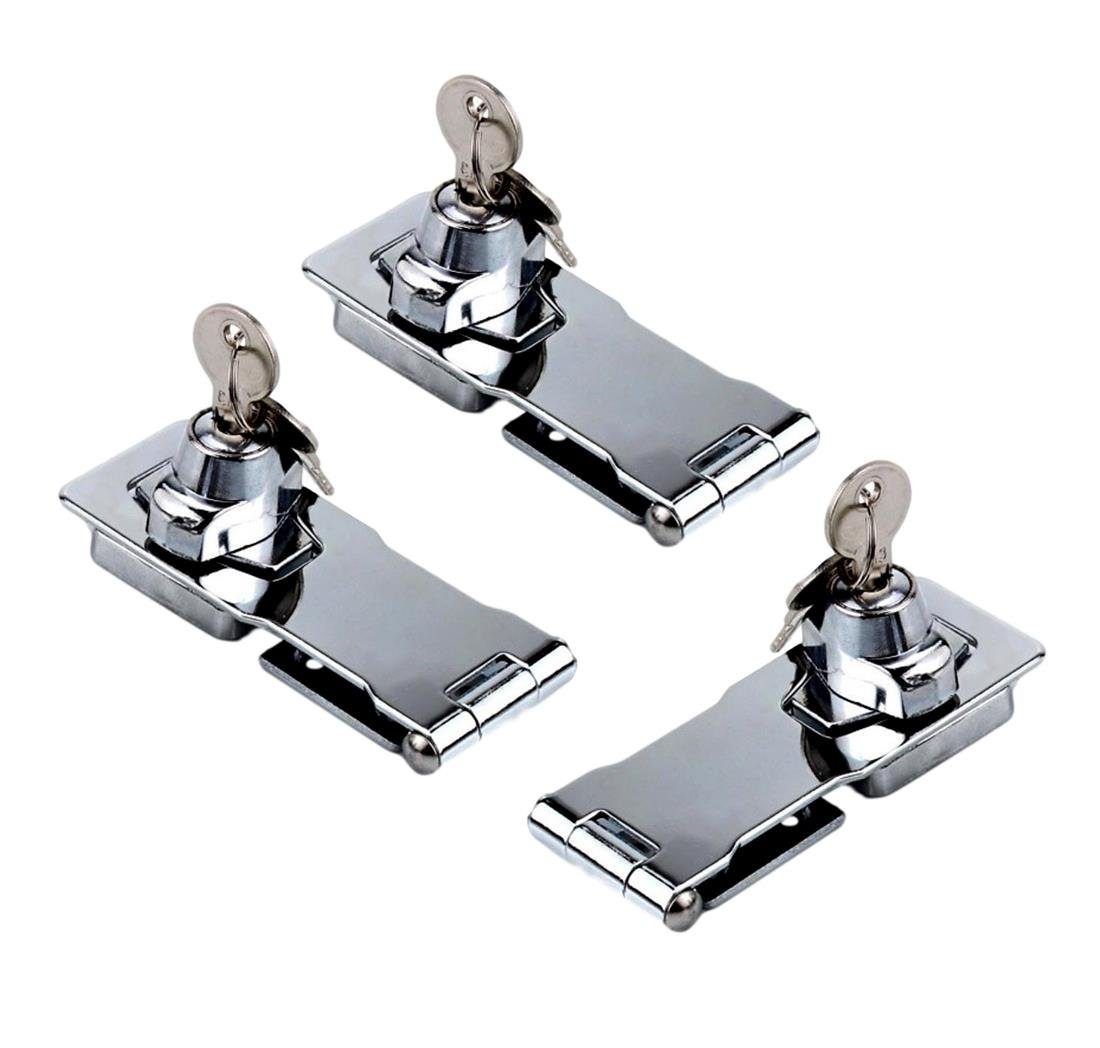 BAYLI Verschluss-Überfalle 3er Set 105mm x 40mm abschließbare Überfalle mit Schloss und 2 x Schlü