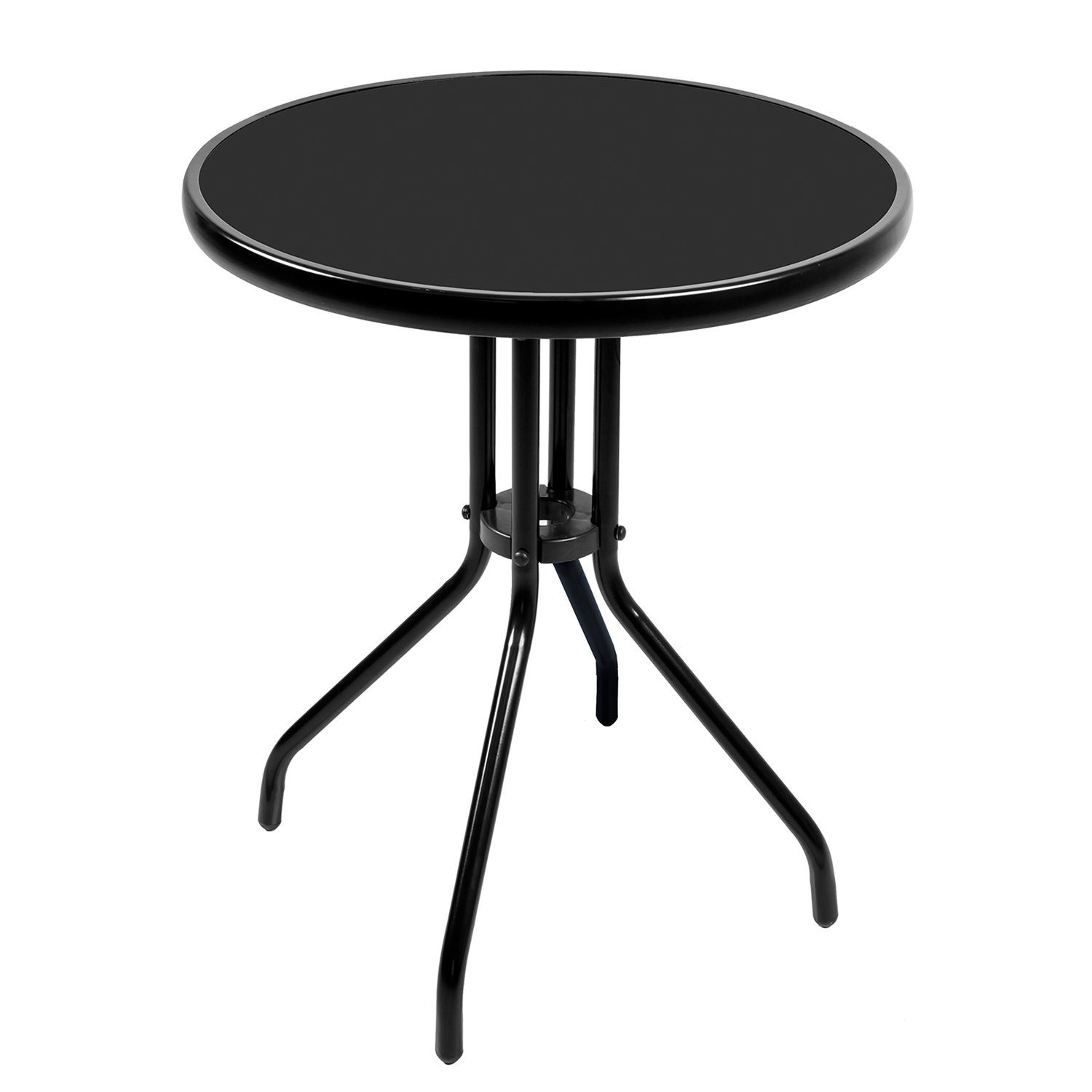 Mojawo Küchentisch Gartentisch Bistrotisch Rund Ø60xH70cm Glas/Metall schwarz Balkontisch