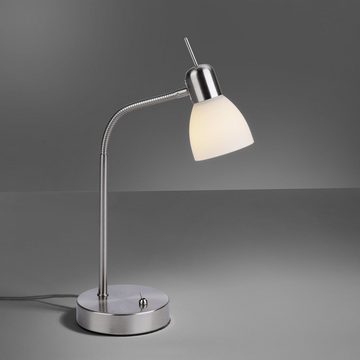 LeuchtenDirekt LED Tischleuchte LED Tischleuchte KARO, 1xE14/40W, Wohnzimmertisch, Bürotisch, Schreibtisch, Glasschirm