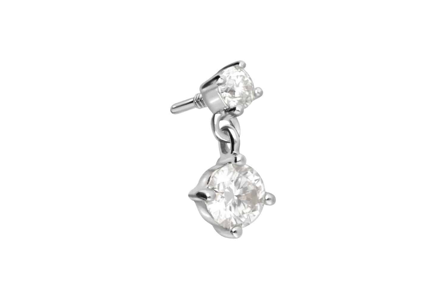 Piercing-Set 14 Karat Gold Schraubaufsatz mit Außengewinde 2 MOISSANITE