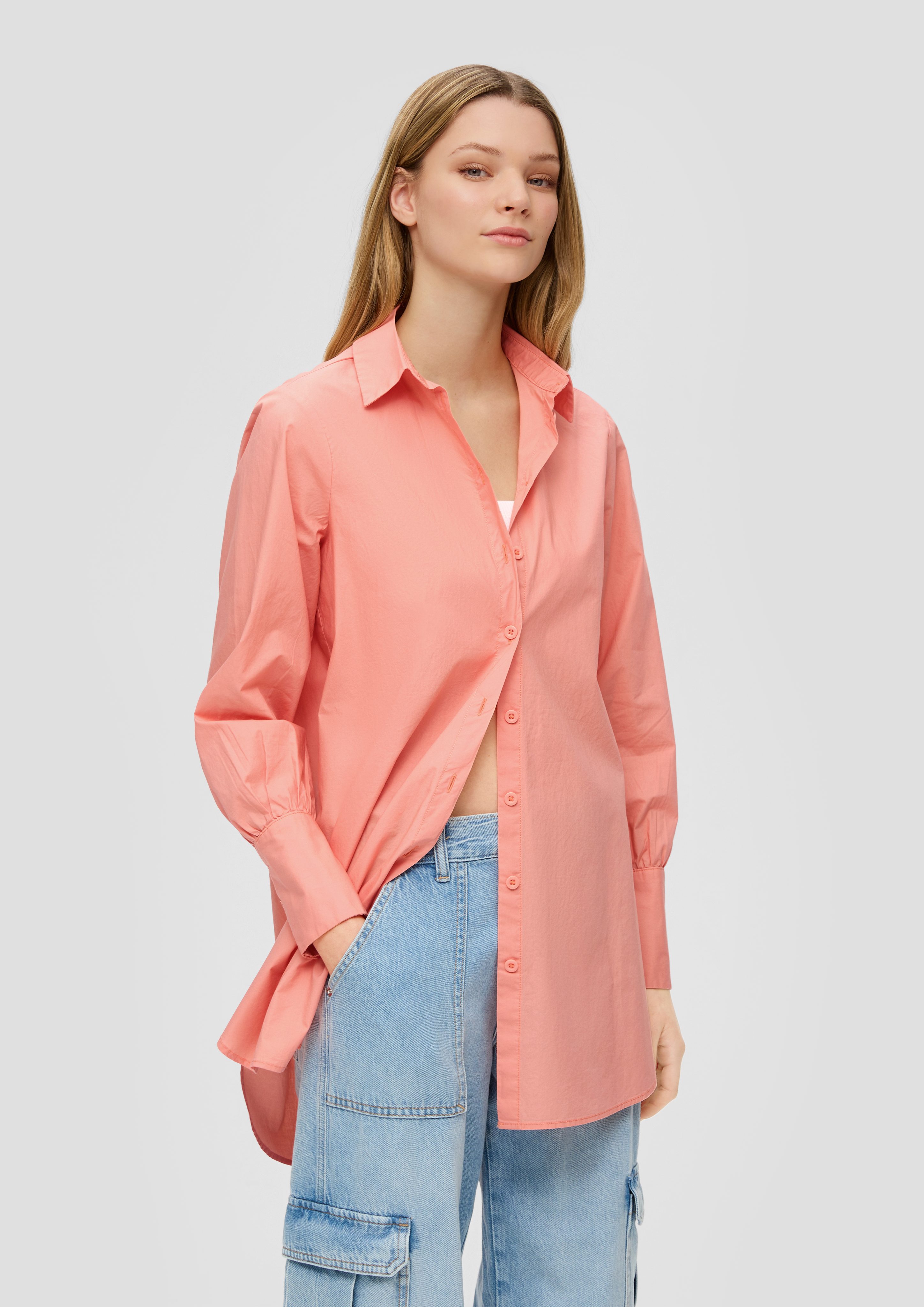 Langarmbluse Longbluse aus Baumwolle