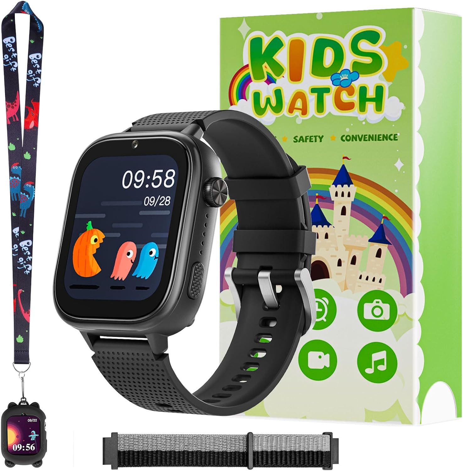 OKYUK D-T18 Smartwatch (4,6 cm, sim-karte), 4G KINDER SMARTWATCH MIT
