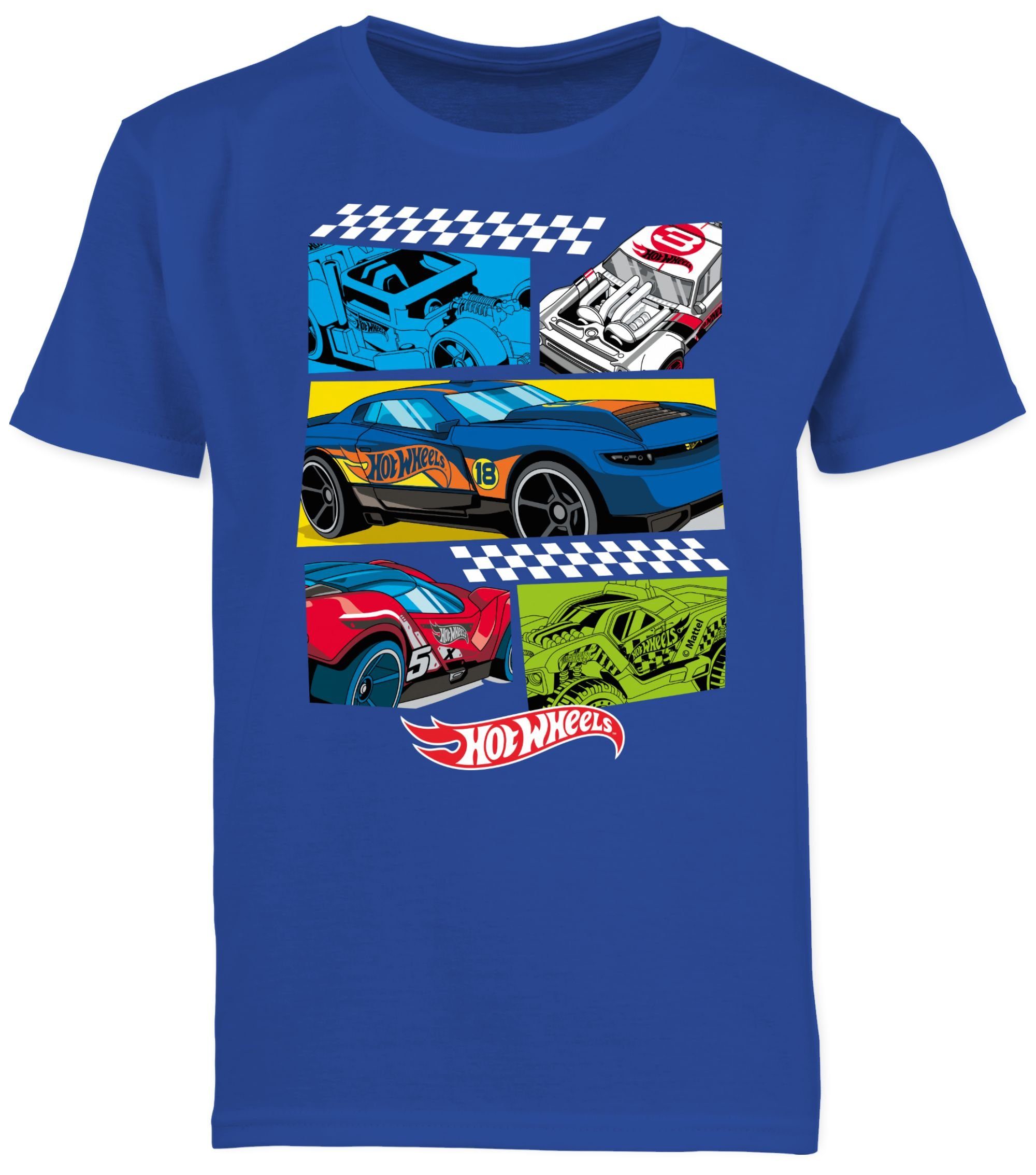 Rennautos Hot T-Shirt Wheels Jungen Shirtracer Comic Royalblau 01