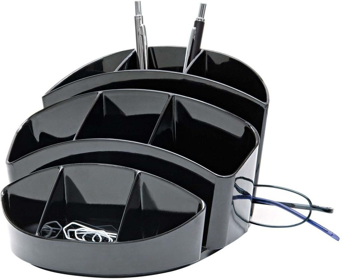 WEDO Tischaufsatz Schreibtischbutler Rotondo rund 9 Fächer schwarz