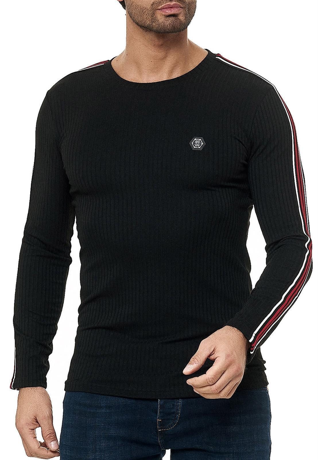 RedBridge Strickpullover Figurbetont Feinstrick Longsleeve Slim Fit Kontras günstig online kaufen