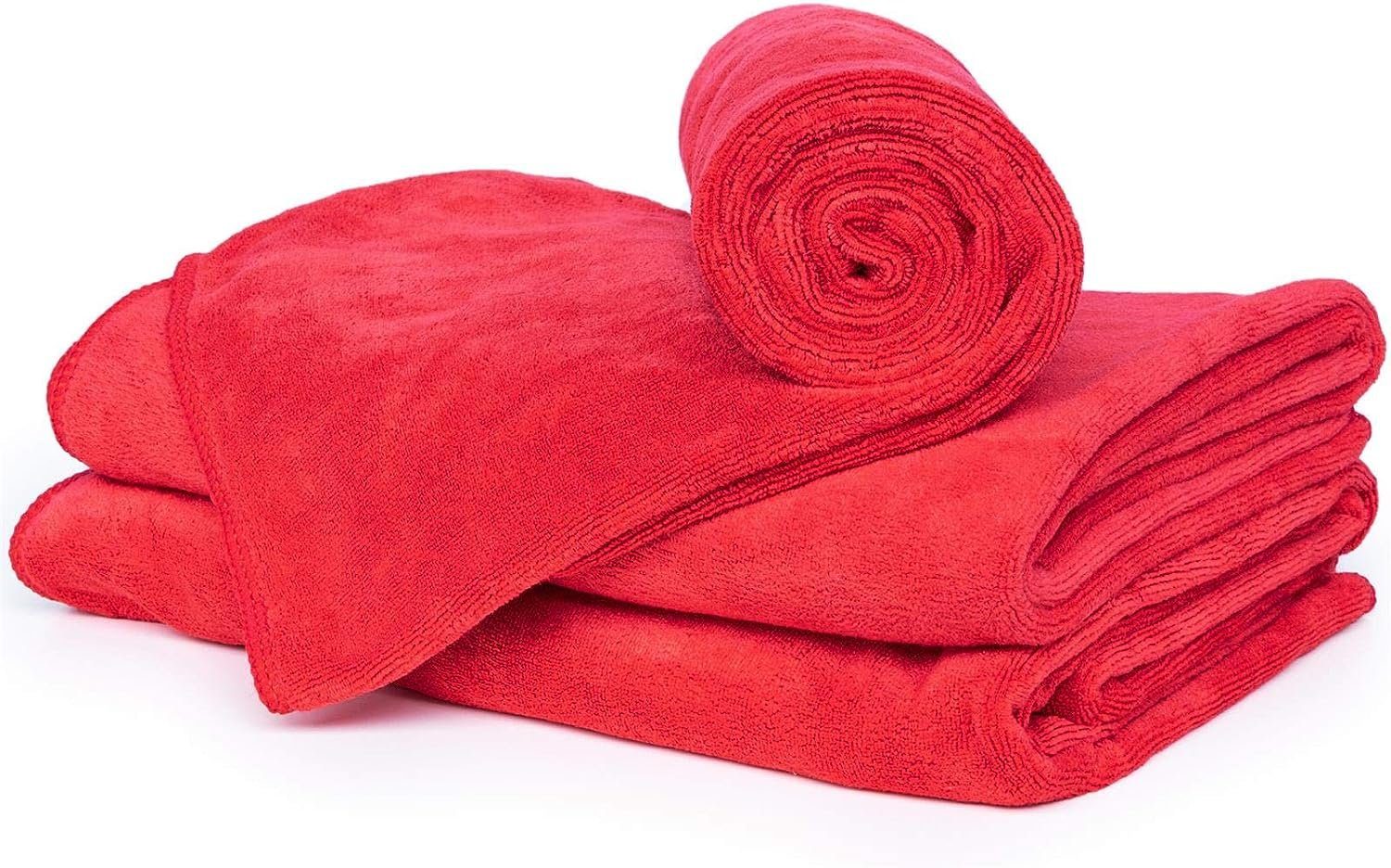 cosey Handtuch cosey - 3er Pack, Flauschiges Mikrofaser-Handtuch Set, Handtuch-Set 3 teilig Rot