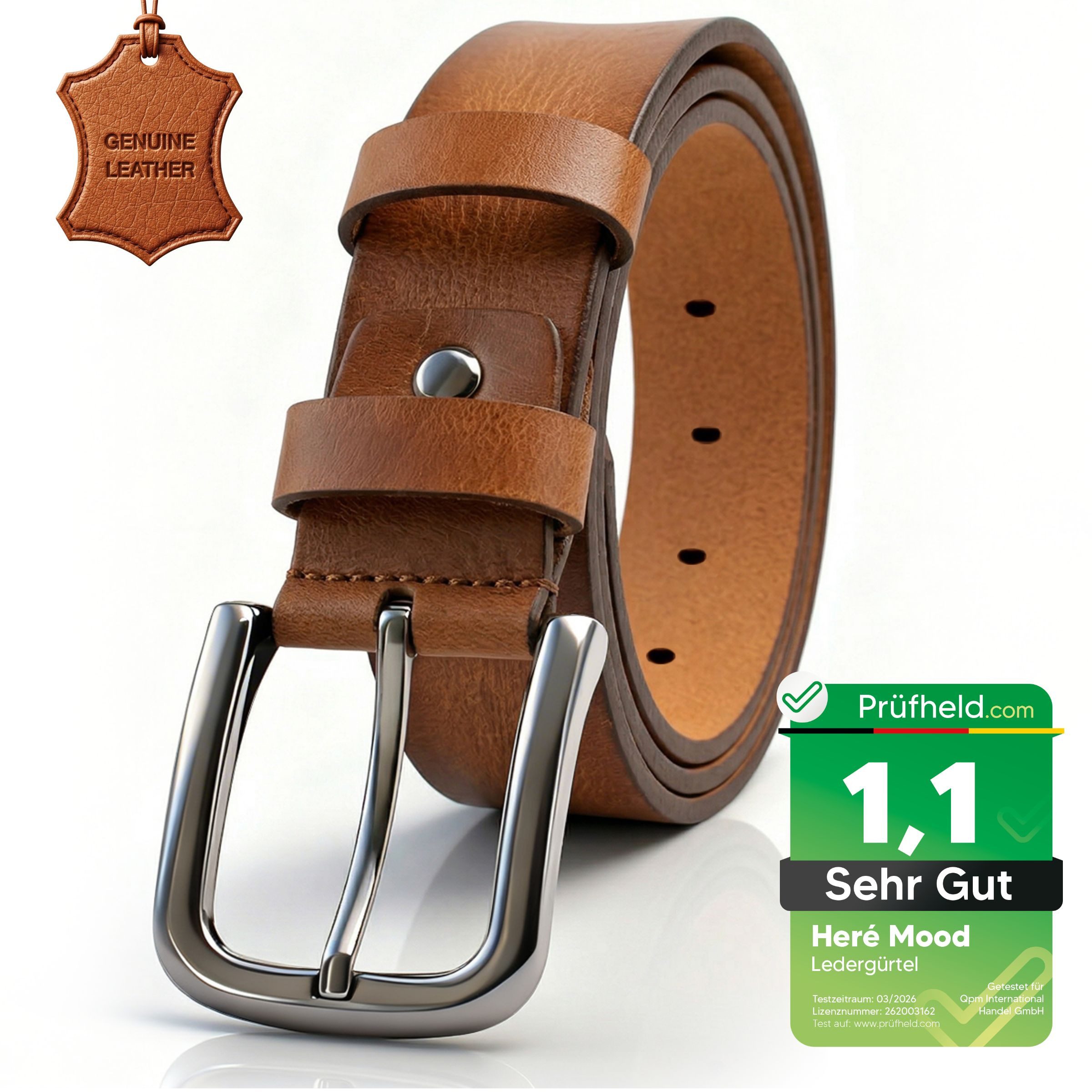 herémood Ledergürtel Gürtel Herren 4cm breit Ledergürtel Jeans Premium Geschenke für Männer (100 % Echtleder Gürtel handgefertigt, hochwertig verarbeitet, kürzbar, 1-St., Cognac 130 cm – 4 cm breit – echtes, robustes Büffelleder, langlebig) Ledergürtel Herren Cognac – robust & edel, ideales Herrengeschenk