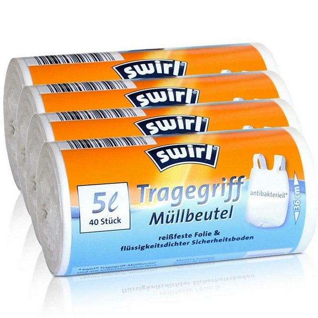 Swirl Müllbeutel 4x Swirl Tragegriff Müllbeutel 5L (40 stk./Rolle)