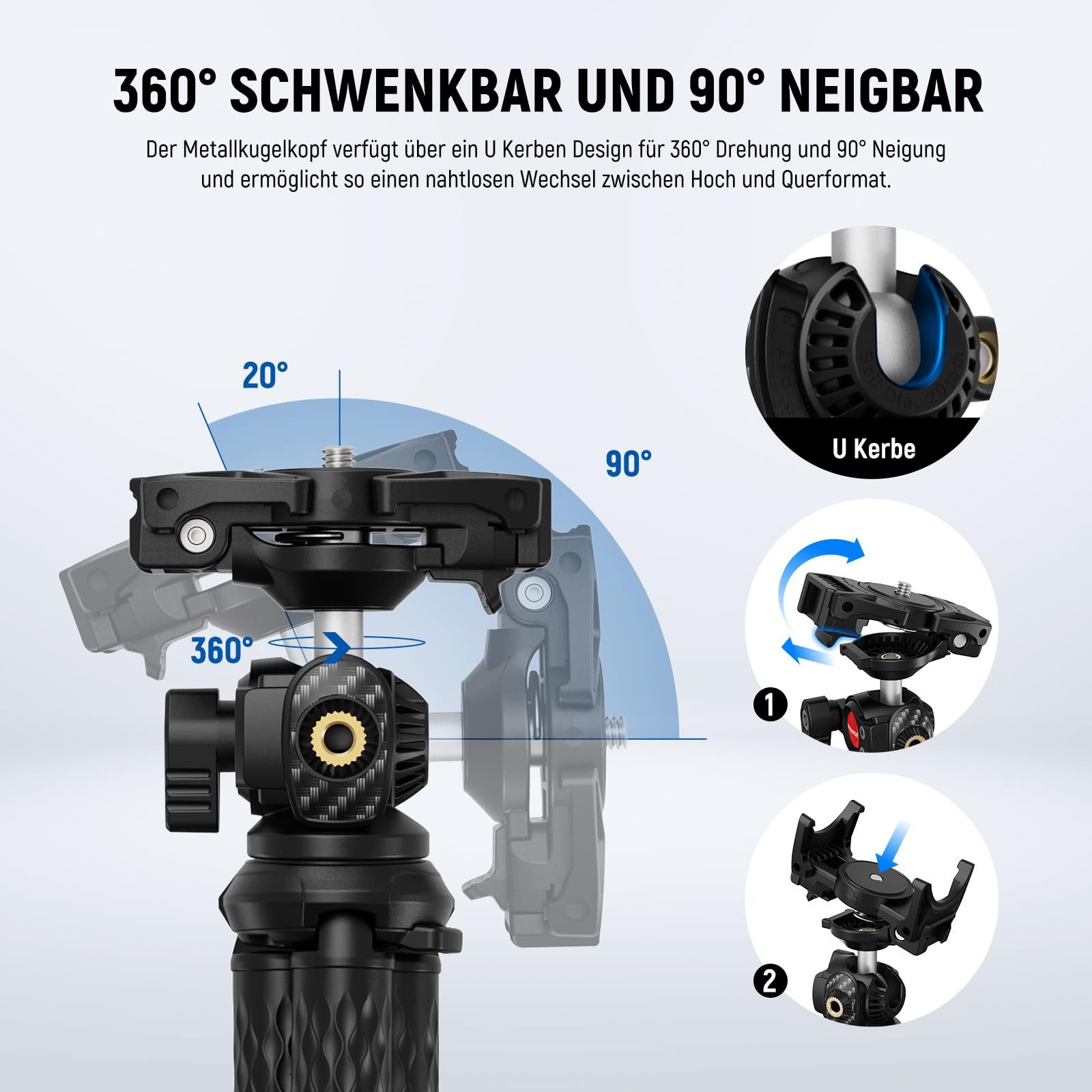 Neewer TP34 Flexibles Stativ mit Fernbedienung, Kamera Handy Stativ Stand Tischstativ (Selfie Stick mit Handy Halter & Action Kamera Adapter für GoPro) – Bild 3 von 5