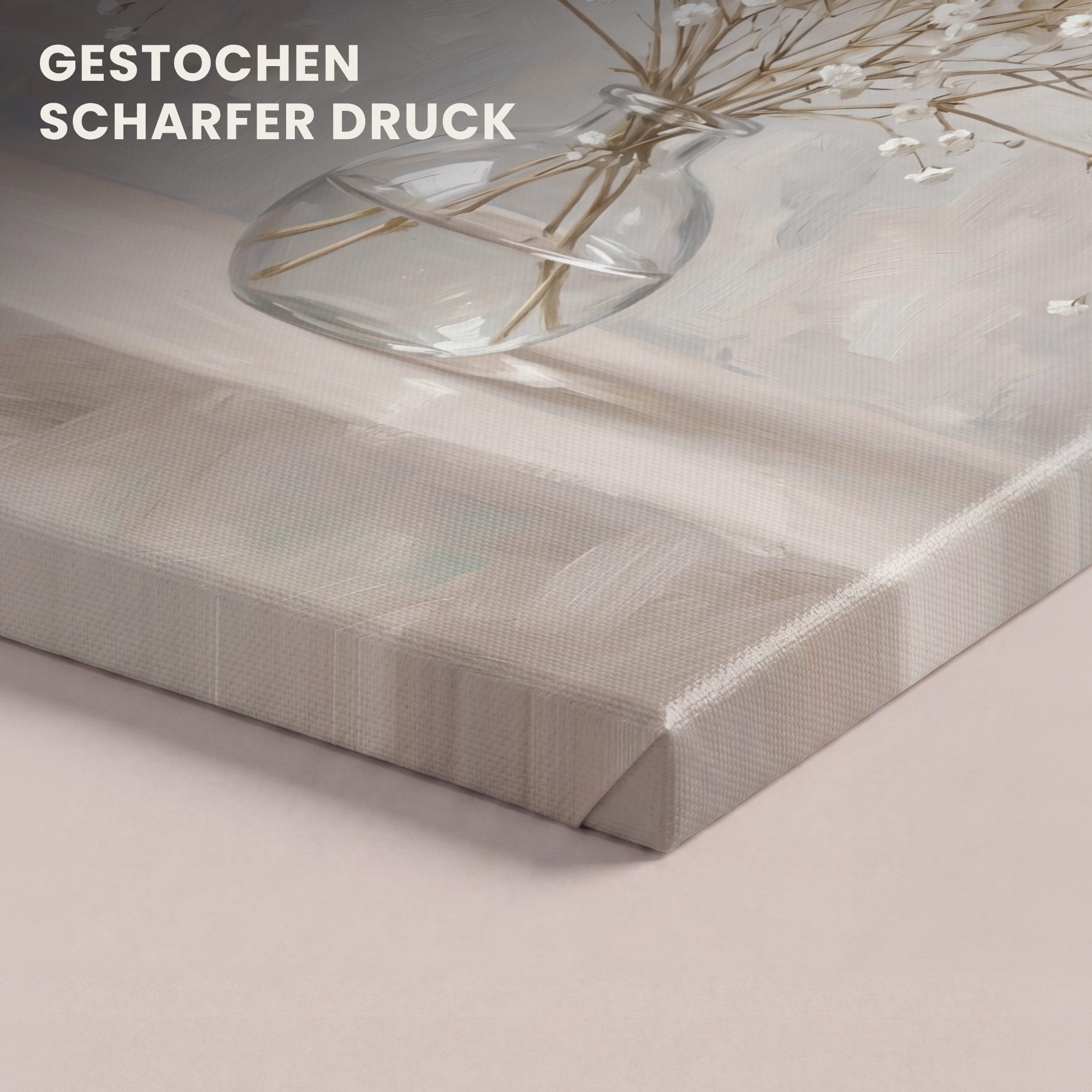 OneMillionCanvasses® Leinwandbild Vase - Gipskraut - Weiß, Fotodruck (1 St), Wandbild, Deko Schlafzimmer Wohnzimmer Flur 20x20 cm – Bild 3 von 5