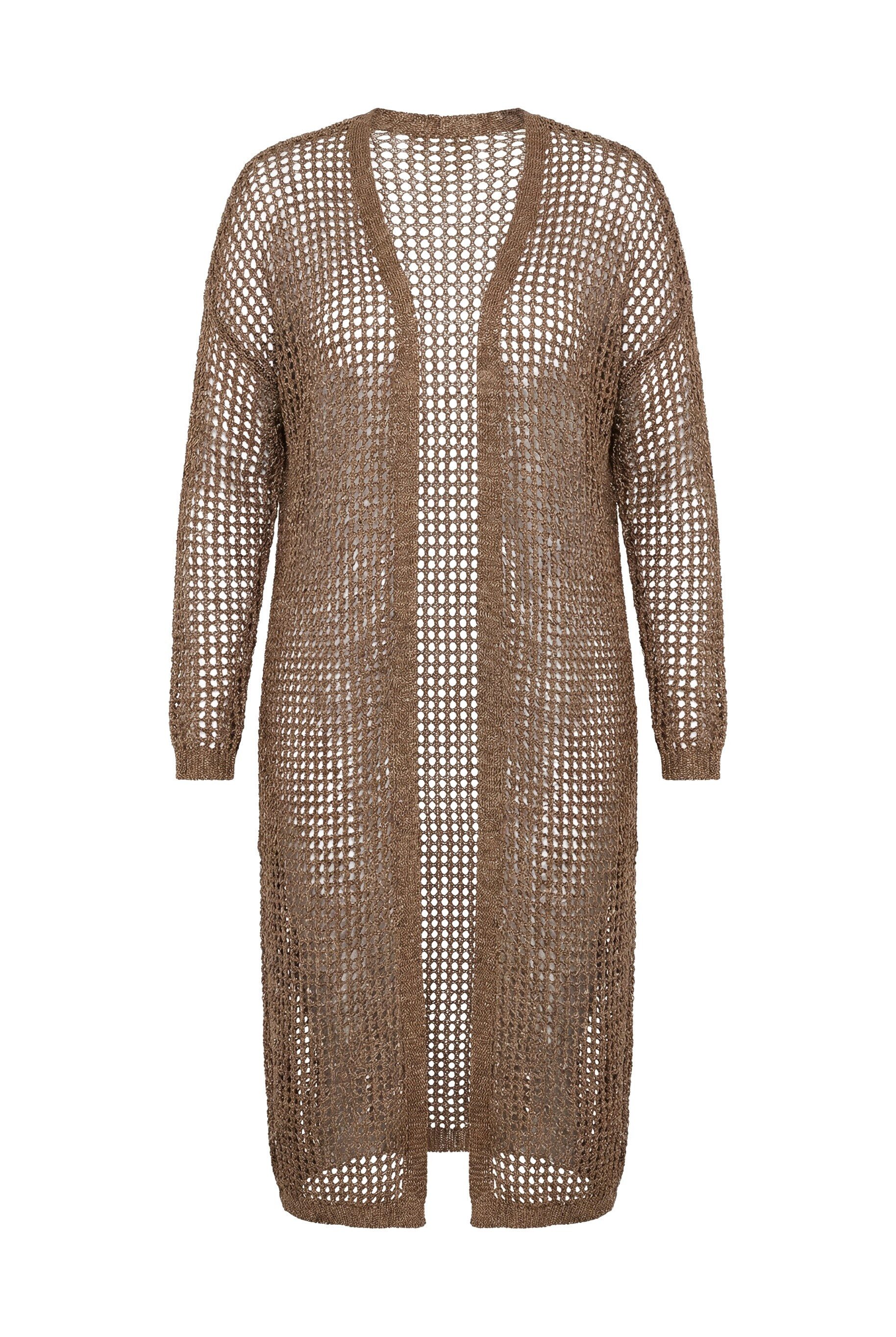 MIAMODA Strickjacke Strickjacke Loose Fit Lochstrick Glitzereffekt