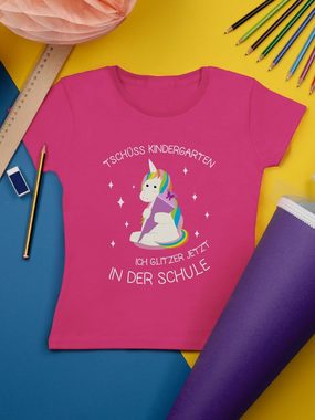 Shirtracer T-Shirt Tschüss Kindergarten Einhorn Einschulung Mädchen