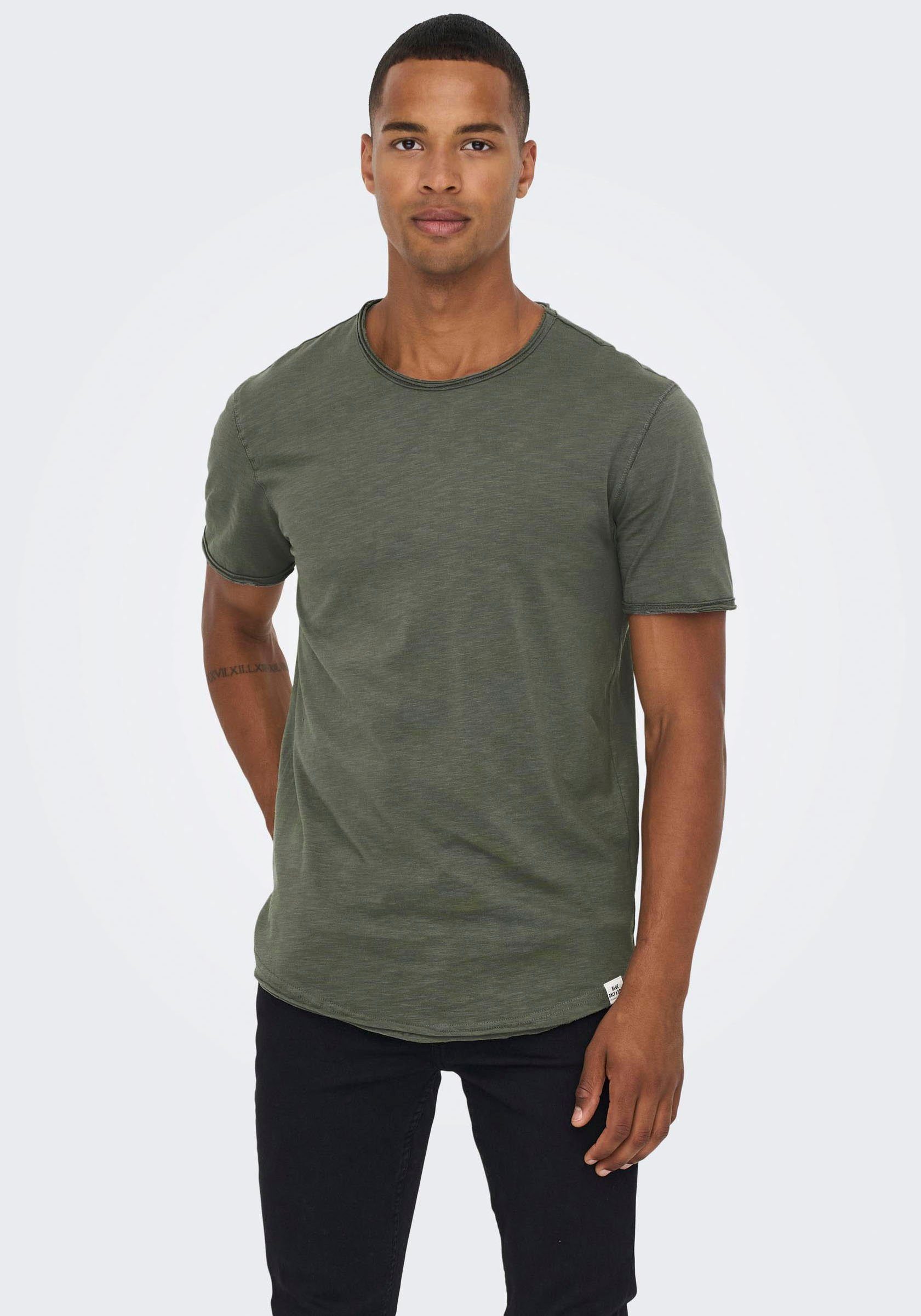 ONLY & SONS ONSBENNE NOOS 7822 Castor TEE NF SS Gray LONGY Rundhalsshirt