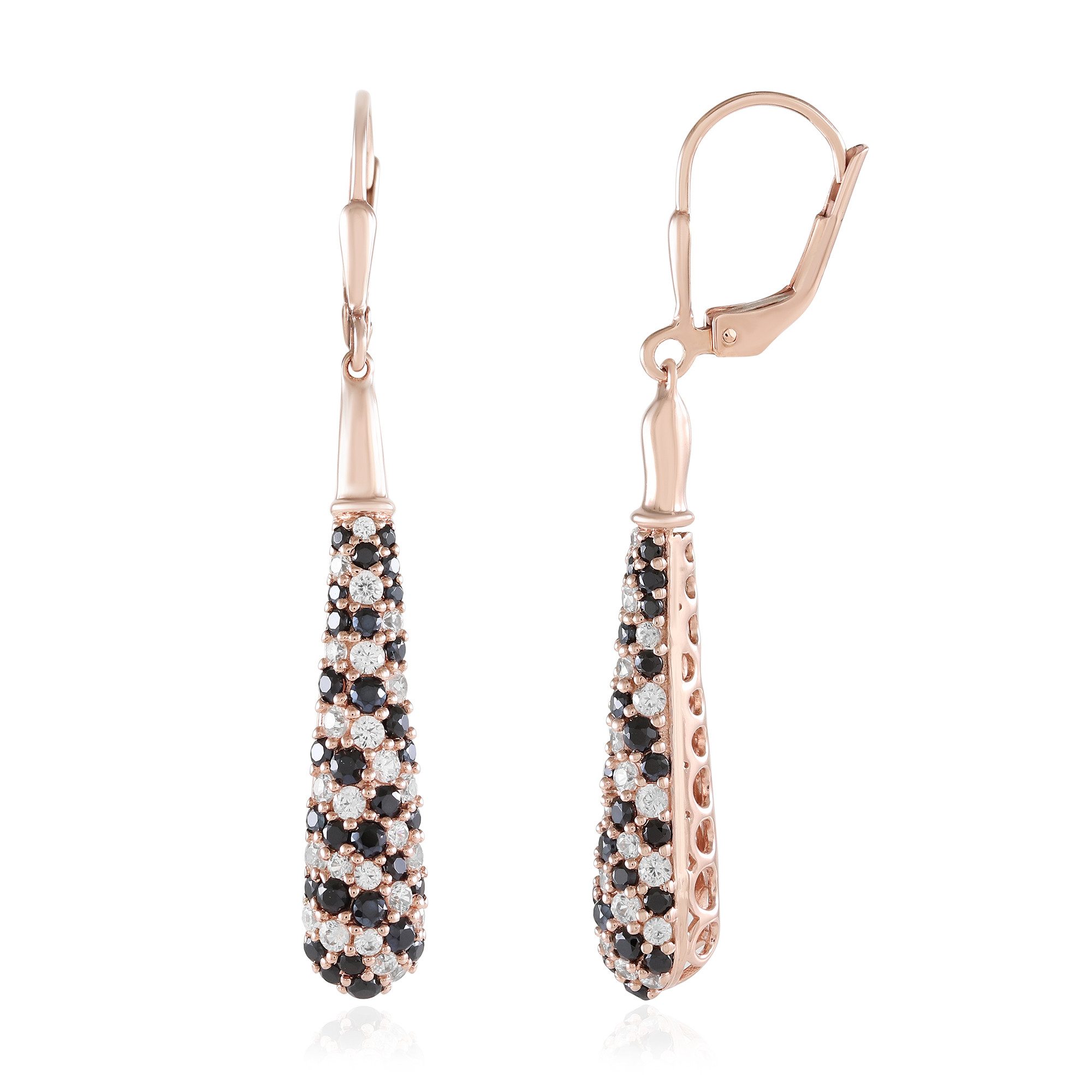 Cavill Ohrring-Set Silberohrringe mit schwarzem Spinell, rosévergoldet (2-tlg)
