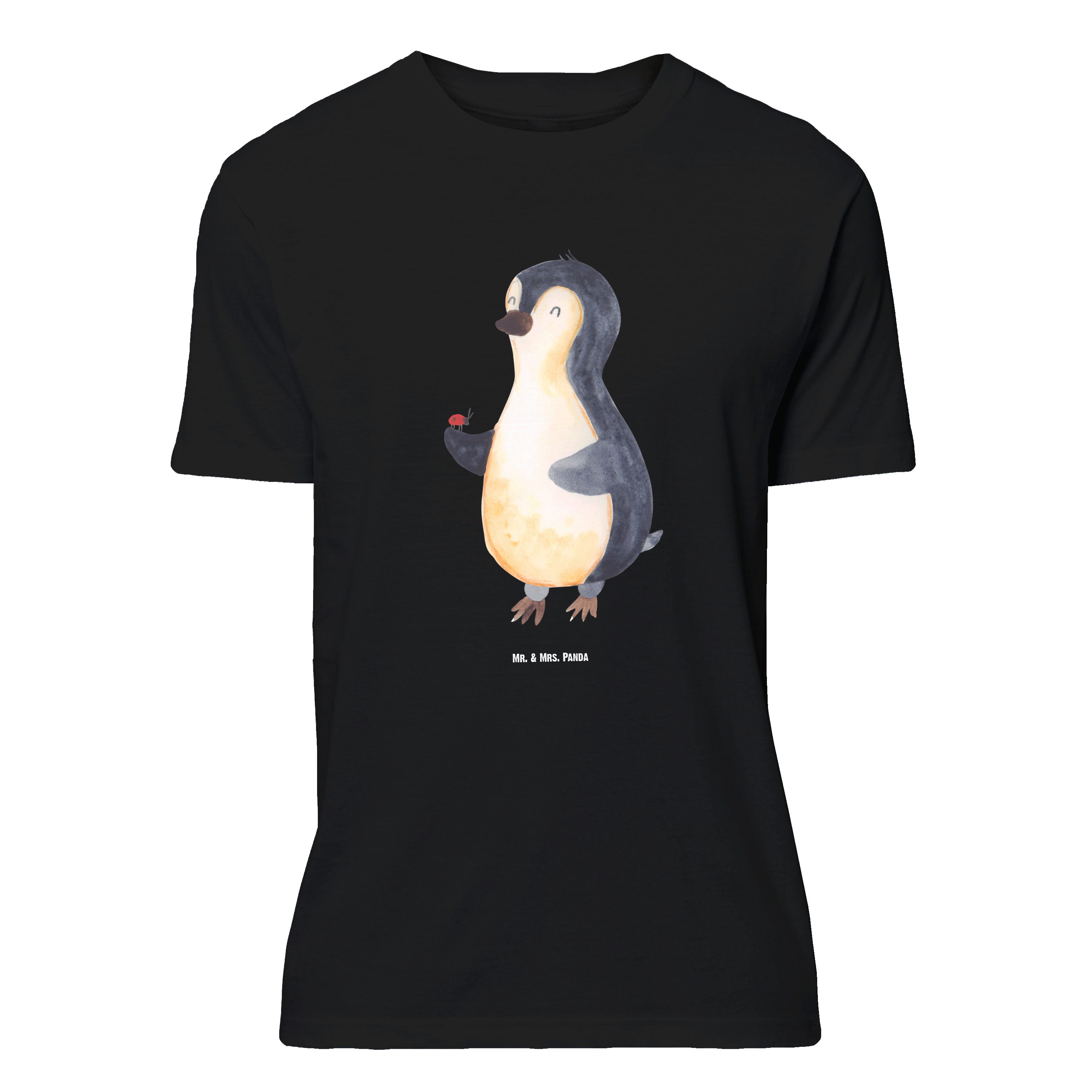 Mr. & Mrs. Panda T-Shirt Pinguin Marienkäfer, Tshirt, Schwarz, Aufmerksam, Tshirt, Oversize T- (Packung) Kleine Wunder T-Shirt Statement T-Shirt