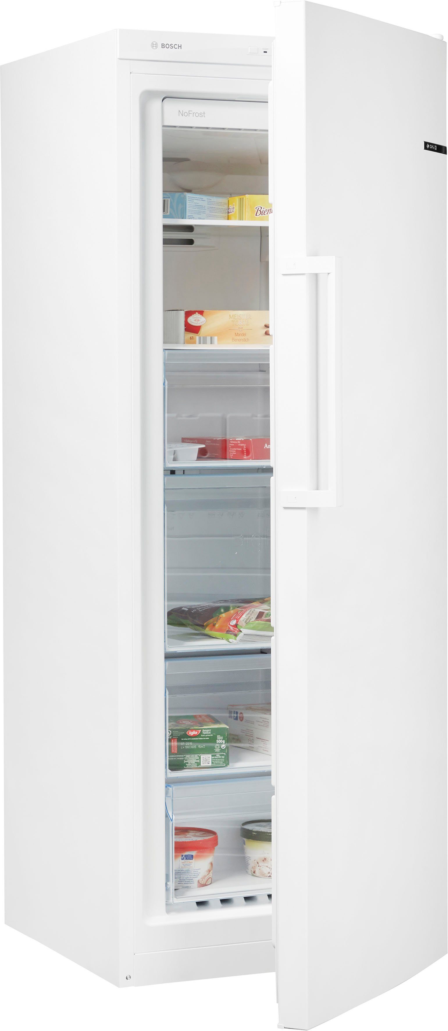 BOSCH Gefrierschrank NoFrost Serie 4 GSN29VWEP, 161 cm hoch, 60 cm breit, Kein Abtauen mit No Frost und viel Platz für großes Gefriergut