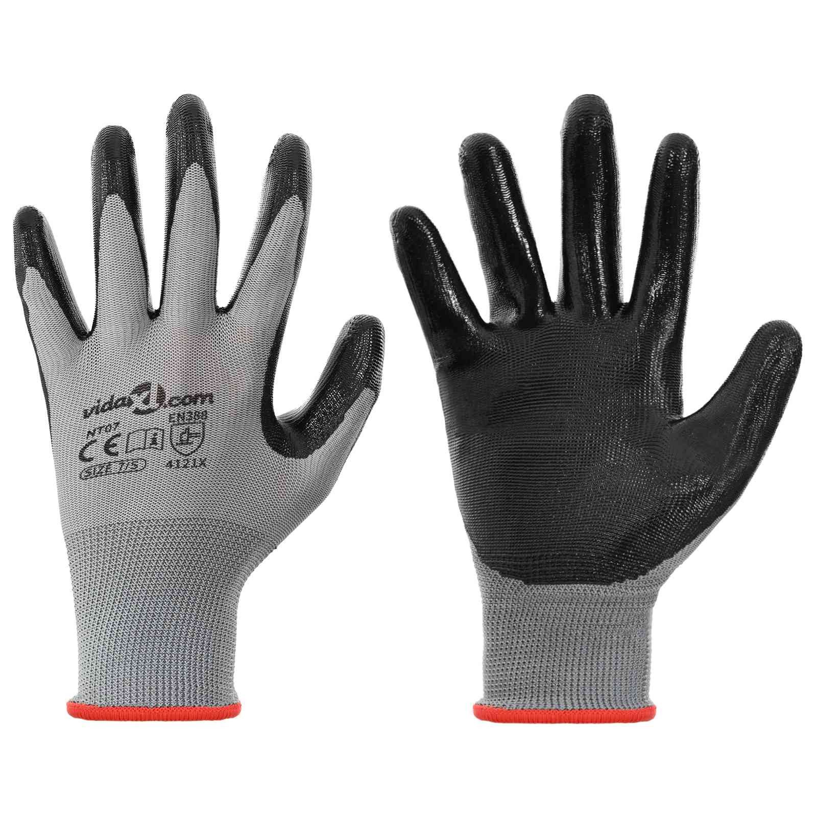 Arbeitshandschuh-Set Arbeitshandschuhe 12 pcs Grau und Schwarz 7 / S Polyester