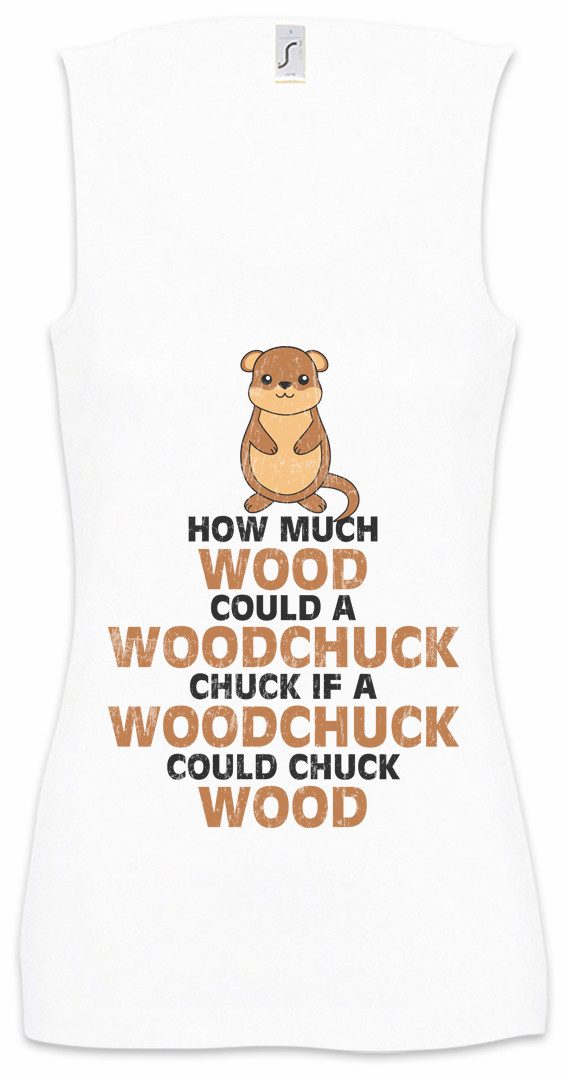 Tanktop Woodchuck Ärmelloses Damen T-Shirt Holzfäller Axt Waldarbeiter Förster