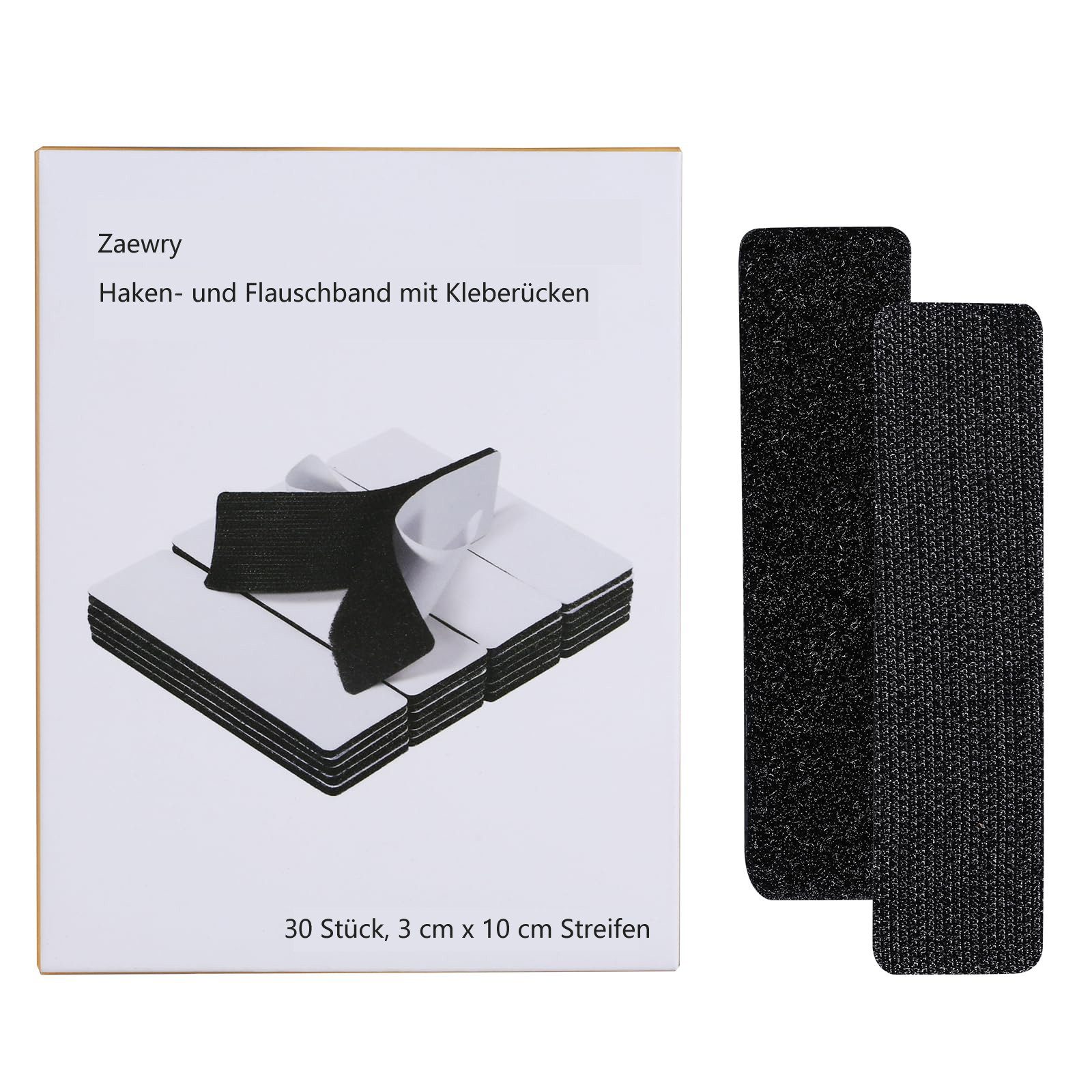 Zaewry Klettband Klettband Selbstklebend Extra Stark, Doppelseitig Klebende, (30-St), Breit Selbstklebendes Klebepad Flauschband und Hakenband