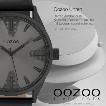 OOZOO Quarzuhr Oozoo Herren Armbanduhr, Herrenuhr rund, groß (ca. 45mm) Lederarmband, Fashion-Style