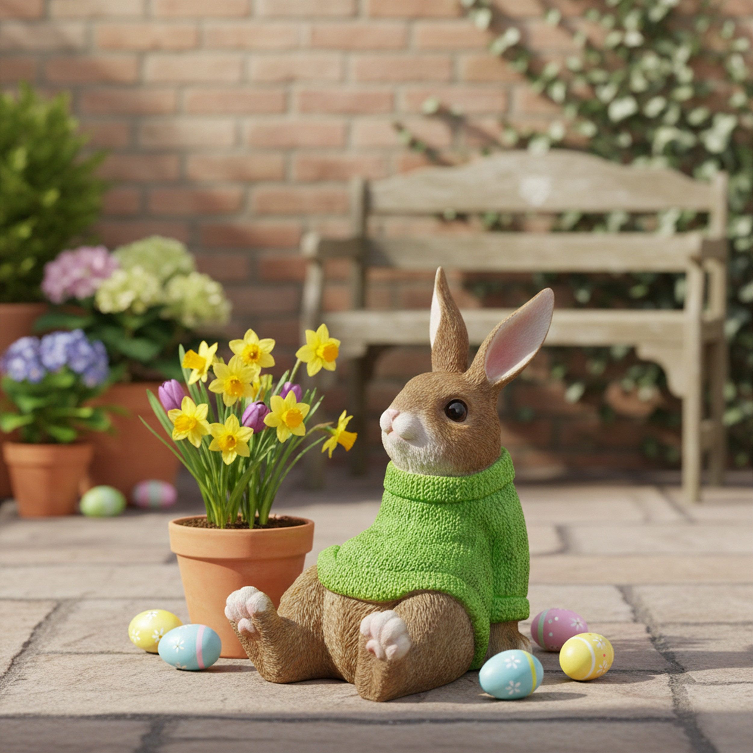 colourliving Osterfigur Dekohase mit farbigen Pullover Osterhase Deko Hasen für Haus/Garten, dieser Deko Hase ist eine charmante Ergänzung für jedes Ambiente