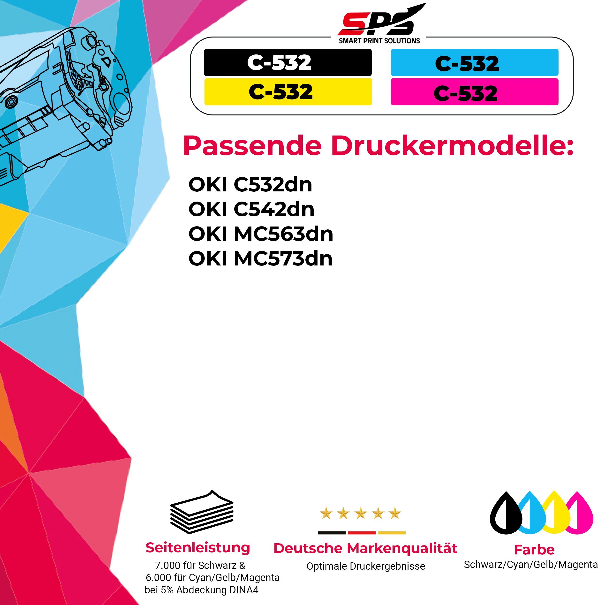 Pack) Kompatibel C532DN OKI 46490606, für SPS (1er Tonerkartusche