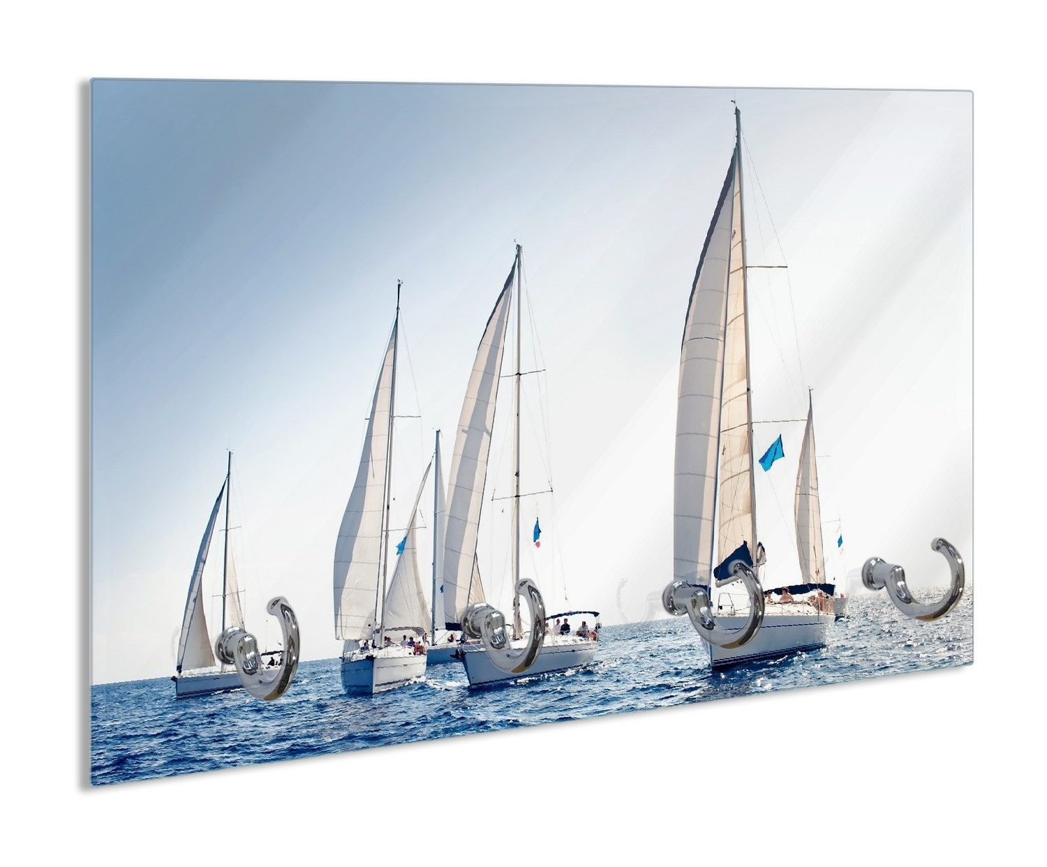 Wallario Полотенцесушители Segelschiff auf dem Meer, aus Glas mit 4 Metallhaken