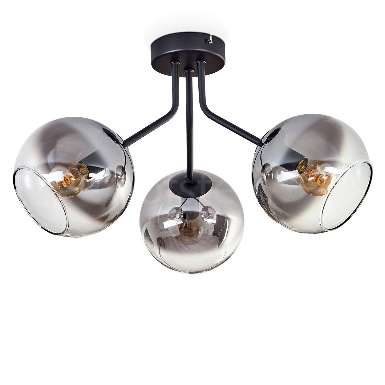 hofstein Deckenleuchte Deckenlampe aus Metall/Glas in Schwarz/Rauchfarben/K günstig online kaufen
