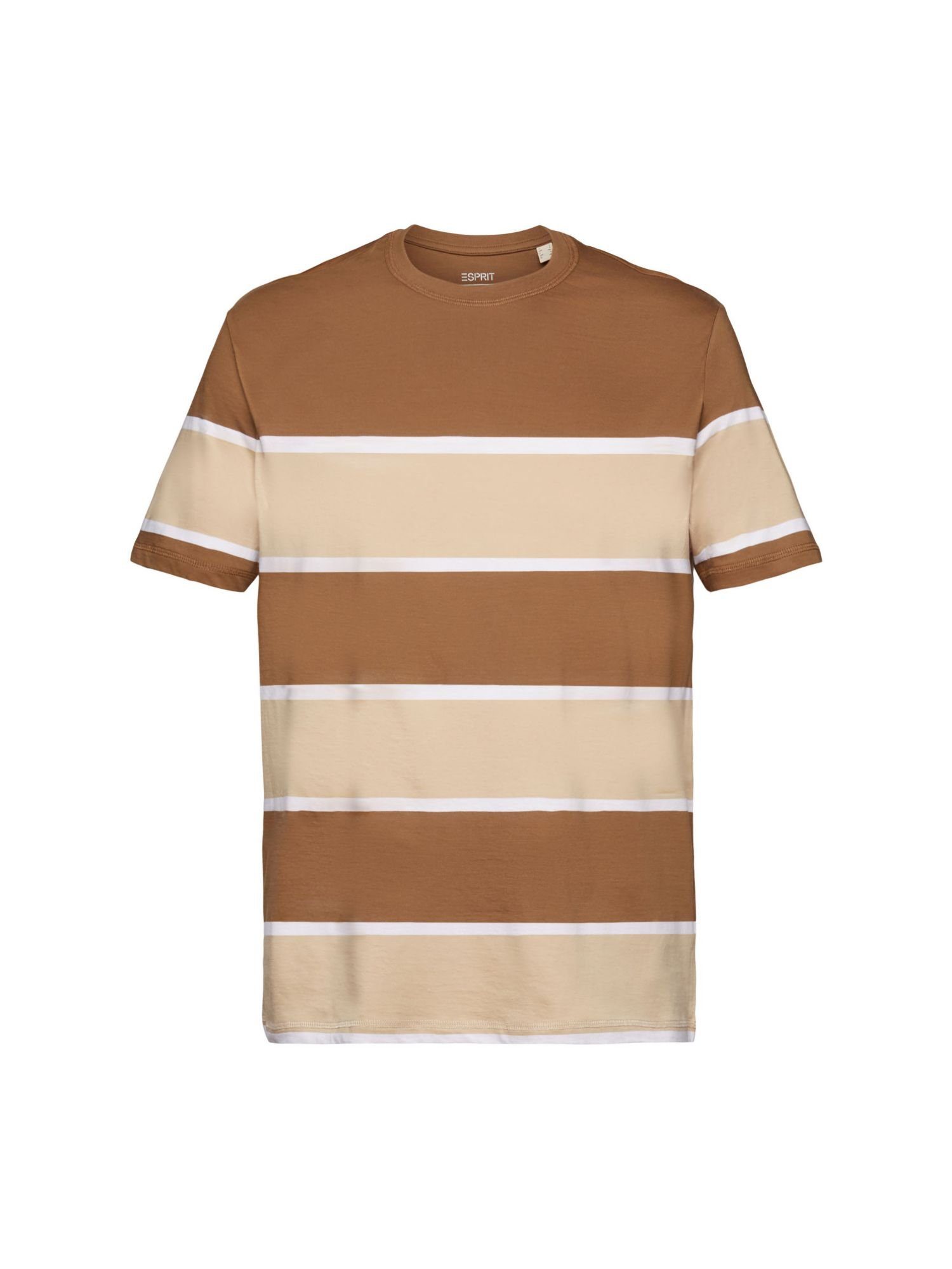 edc by Esprit T-Shirt Gestreiftes T-Shirt, 100 % Baumwolle (1-tlg) PALE KHAKI